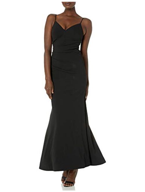 Calvin Klein Women's Sleeveless V Neck Gown with Ruched Waist