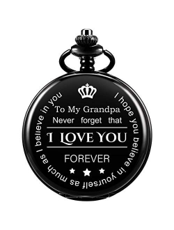 Pocket Watch for Grandpa from Granddaughter Grandson for Birthday, for Grandfather, Engraved for Granddaddy (to Grandpa) Personalized