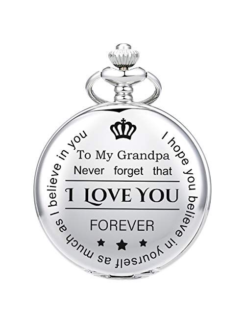 SIBOSUN Pocket Watch for Grandpa from Granddaughter Grandson for Birthday, for Grandfather, Engraved for Granddaddy (to Grandpa) Personalized