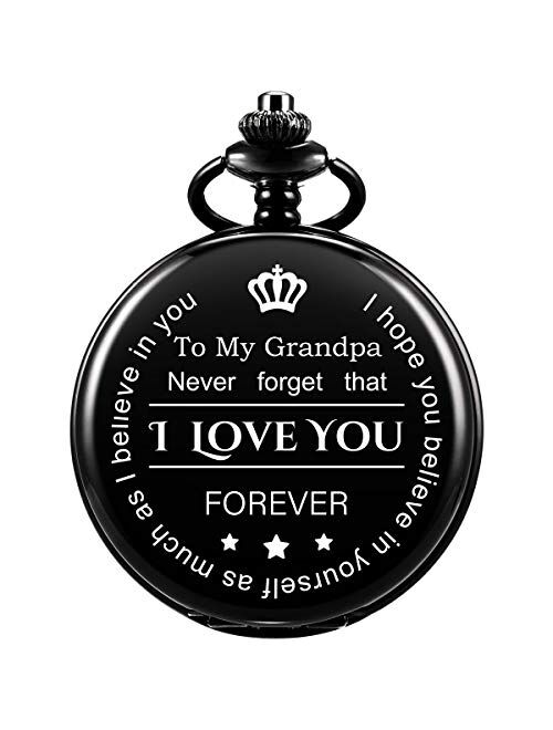 SIBOSUN Pocket Watch for Grandpa from Granddaughter Grandson for Birthday, for Grandfather, Engraved for Granddaddy (to Grandpa) Personalized