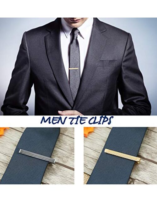 Hanpabum 8pcs Tie Bar Clips for Men Tie Clip Set for Regular Ties Mens Wedding Business Jewelry with Gift Box