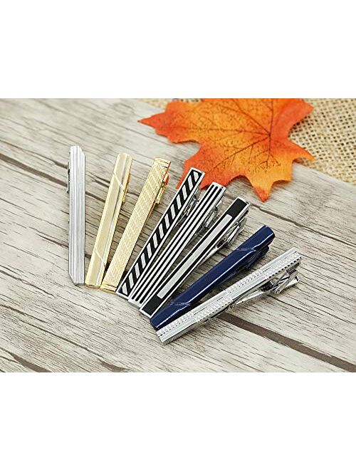 Hanpabum 8pcs Tie Bar Clips for Men Tie Clip Set for Regular Ties Mens Wedding Business Jewelry with Gift Box