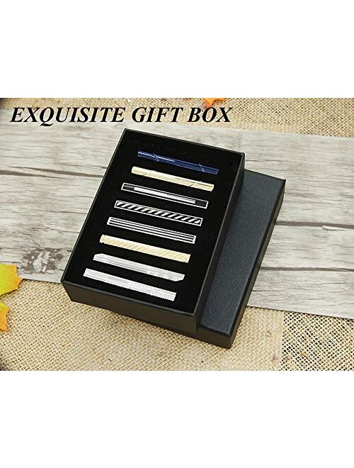 Hanpabum 8pcs Tie Bar Clips for Men Tie Clip Set for Regular Ties Mens Wedding Business Jewelry with Gift Box