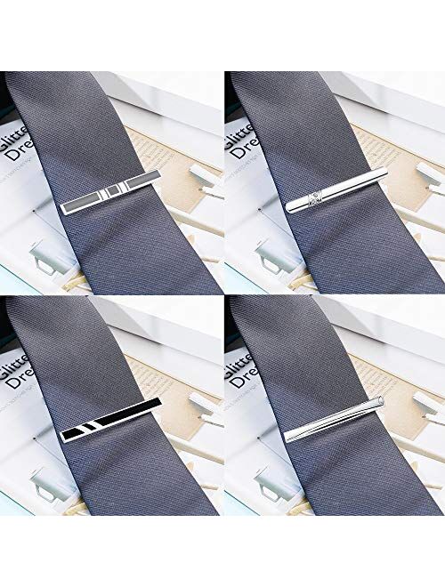 LOYALLOOK Tie Clips Set Fashion Tie Bar Clip Set for Men Regular Skinny Necktie Clip Pinch Clip Wedding Business Tie Bar Clip Set 10 Pcs with Gift Box