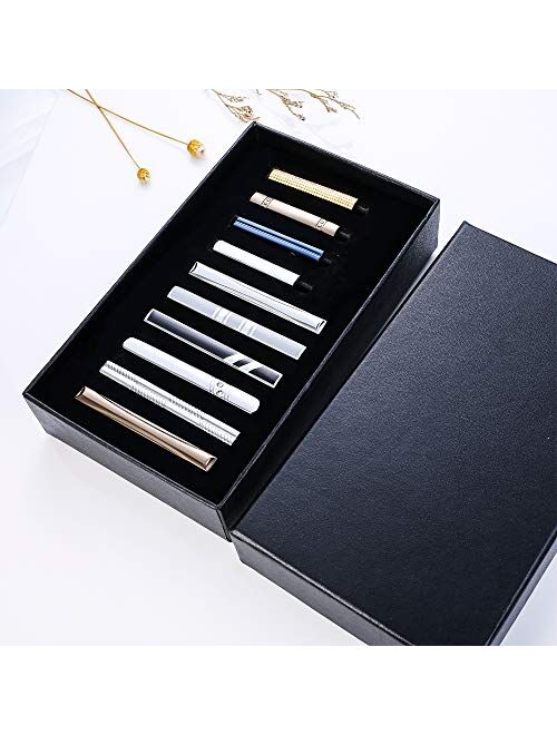 LOYALLOOK Tie Clips Set Fashion Tie Bar Clip Set for Men Regular Skinny Necktie Clip Pinch Clip Wedding Business Tie Bar Clip Set 10 Pcs with Gift Box