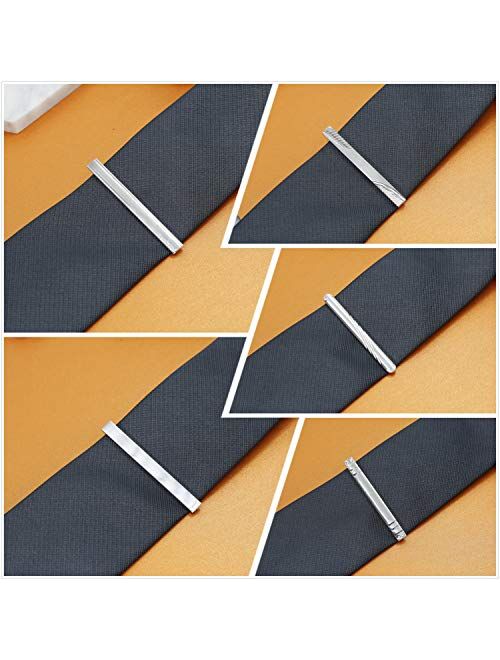 Finrezio 10 PCS Mens Tie Clips for Men Tie Bar Clips Set for Regular Ties Necktie Wedding Business Clips with Gift Box, 2.17 Inches