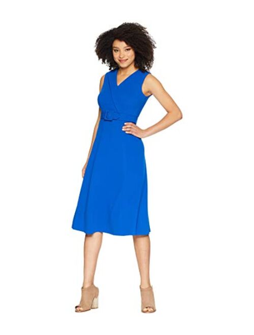 Calvin Klein Women's Sleeveless Belted Fit and Flare Dress