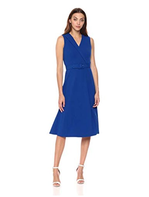 Calvin Klein Women's Sleeveless Belted Fit and Flare Dress