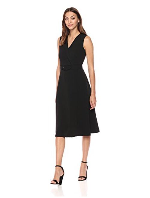 Calvin Klein Women's Sleeveless Belted Fit and Flare Dress