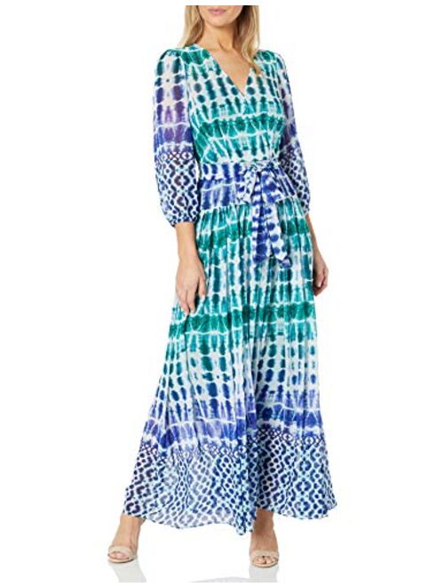 Calvin Klein Women's Chiffon Three Quarter Sleeve Maxi Dress