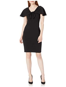 Women's Short Sleeve Sheath with Tie Front Caplet