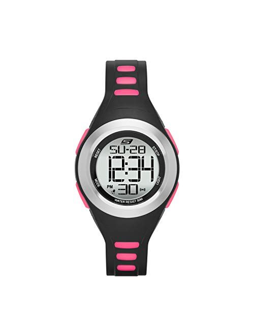 Skechers Women's Tennyson Quartz Metal and Silicone Sports Digital Watch