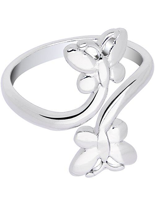 Body Candy Rhodium Plated Butterfly Duo Toe Ring