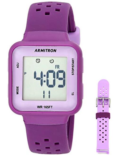 Armitron Sport Unisex Digital Chronograph Interchangeable Silicone Strap Watch, 45/7123