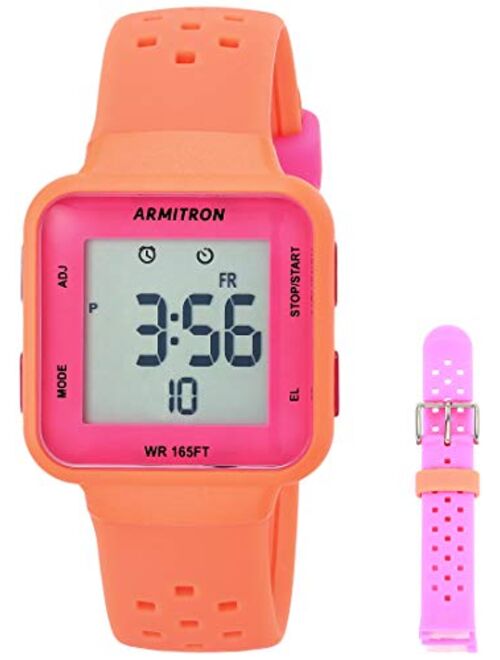 Armitron Sport Unisex Digital Chronograph Interchangeable Silicone Strap Watch, 45/7123