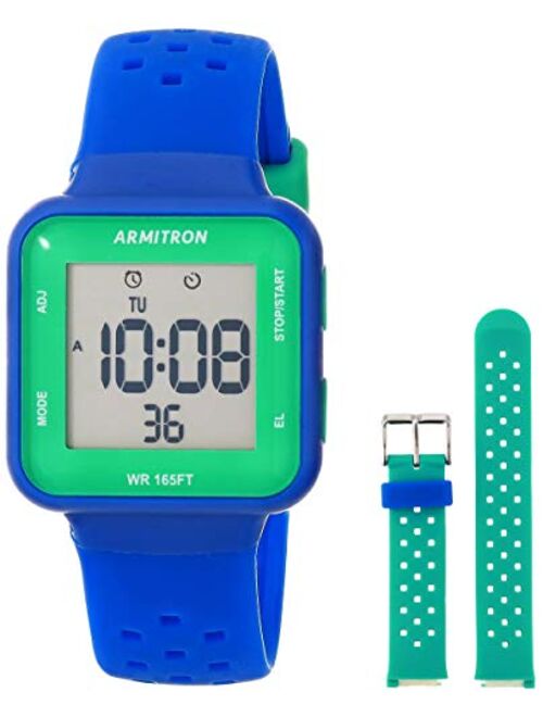 Armitron Sport Unisex Digital Chronograph Interchangeable Silicone Strap Watch, 45/7123