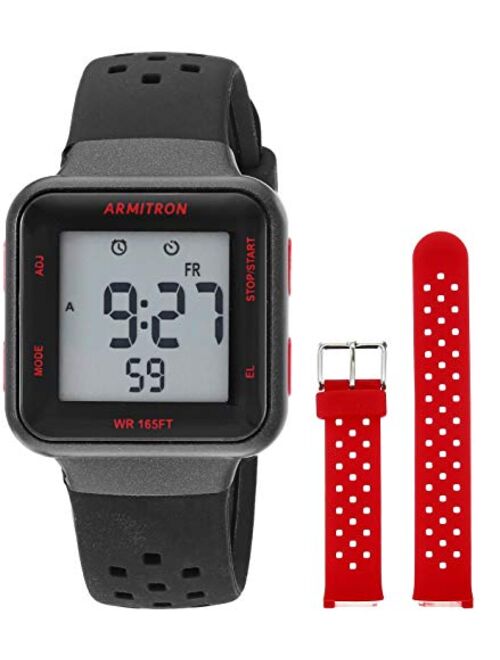 Armitron Sport Unisex Digital Chronograph Interchangeable Silicone Strap Watch, 45/7123