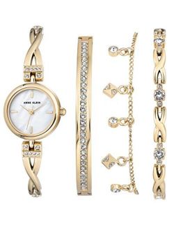 Women's Premium Crystal Accented Watch and Bracelet Set