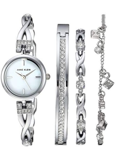 Women's Premium Crystal Accented Watch and Bracelet Set