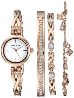 Women's Premium Crystal Accented Watch and Bracelet Set