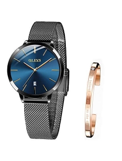 Wrist Watches for Women Fashion Waterproof Rose Gold Steel Strip Analog Quartz Wristwatch Gifts for Ladies