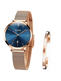 Wrist Watches for Women Fashion Waterproof Rose Gold Steel Strip Analog Quartz Wristwatch Gifts for Ladies