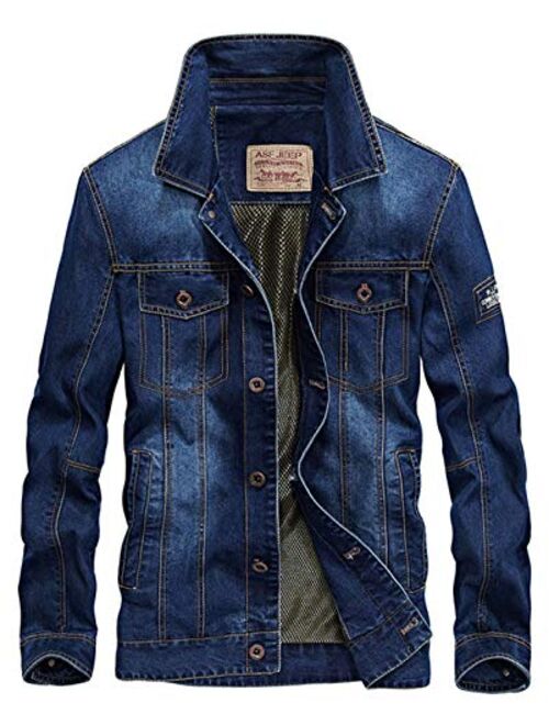 ebossy Men's Full Lined Denim Trucker Jacket