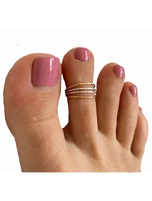 Toe Ring | Four Strand .925 Sterling Silver & 14K Gold Fill | Adjustable Ring for Foot Or Midi for Women, Girls, Or Men