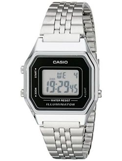 Ladies Mid-Size Silver Tone Digital Retro Watch LA-680WA-1DF