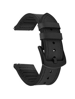 Quick Release Watch Band 22mm 20mm, Leather Silicone Hybrid Wacth Bands for Samsung Galaxy Watch/Huawei Watch/Garmin Forerunner/Amazfit