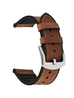 Quick Release Watch Band 22mm 20mm, Leather Silicone Hybrid Wacth Bands for Samsung Galaxy Watch/Huawei Watch/Garmin Forerunner/Amazfit