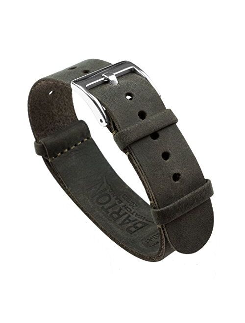 BARTON Leather Military Style Watch Straps - Choose Color, Length & Width - 18mm, 20mm, 22mm, 24mm Bands