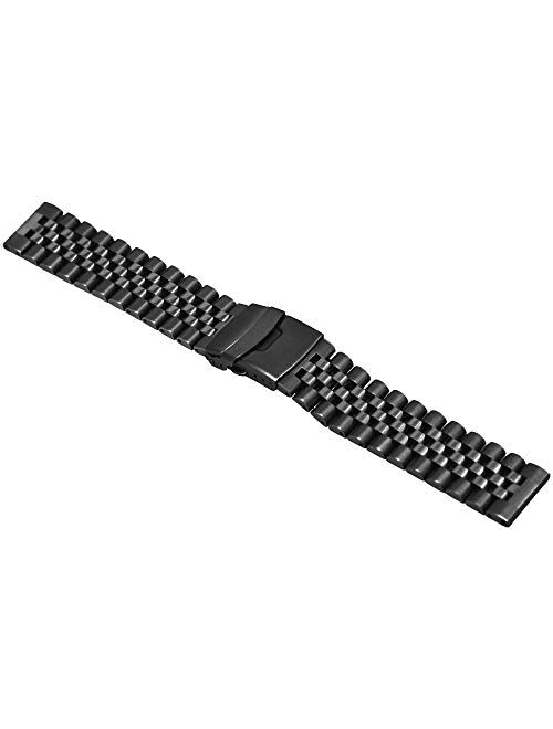 Super Brushed & Polished 3D Solid Stainless Steel Watch Bracelet Band 20mm 22mm Security Double Deployment Buckle