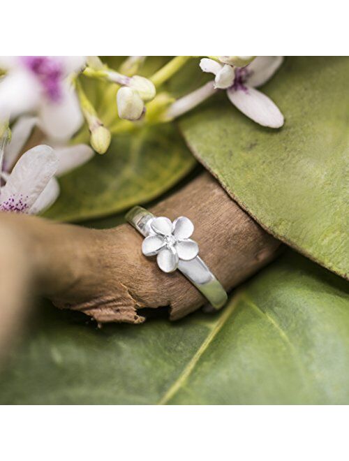 Honolulu Jewelry Company Sterling Silver Plumeria Flower CZ Toe Ring