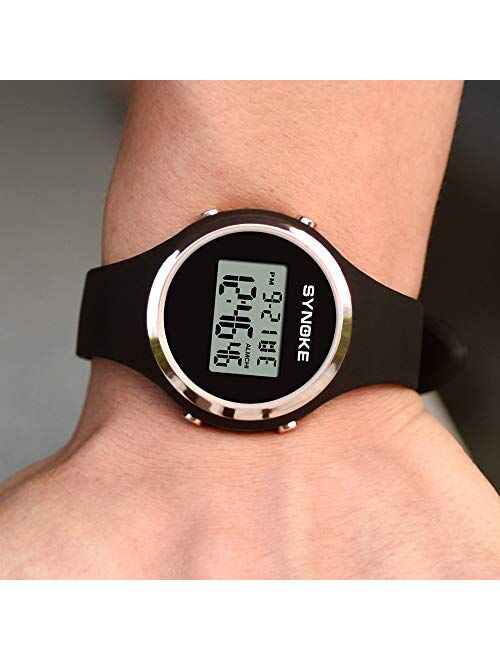 Multifunction Women Sport Digital Watch,Casual Calendar Silicone Strap Wrist Watches for Girls, Black