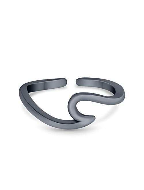 Blue Apple Co. Wave Toe Ring Band Adjustable 925 Sterling Silver (5mm)