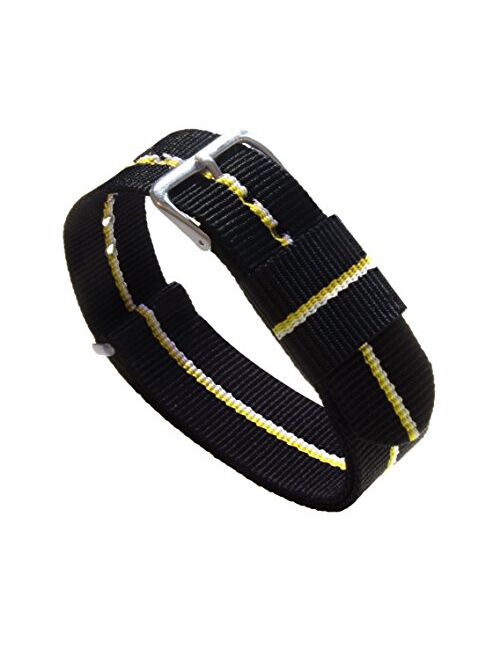 BARTON Watch Bands - Ballistic Nylon Military Style Straps - Choice of Color, Length & Width (18mm, 20mm, 22mm or 24mm)