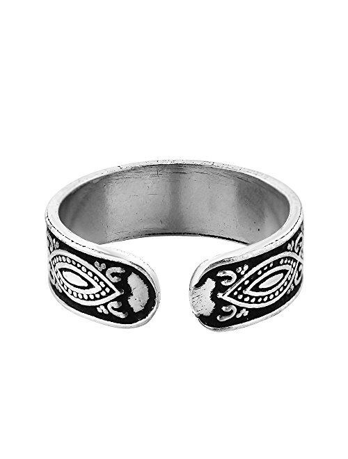 Decorative Balinese Marquise Design .925 Sterling Silver Toe Ring or Pinky Ring