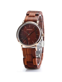 BEWELL Wooden Watches for Men/Women Slim Analog Quartz Minimalist Couple Wrist Watch W163A