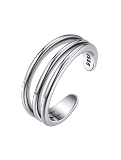 ChicSilver 925 Sterling Silver Toe Ring, Hypoallergenic Adjustable Band Ring