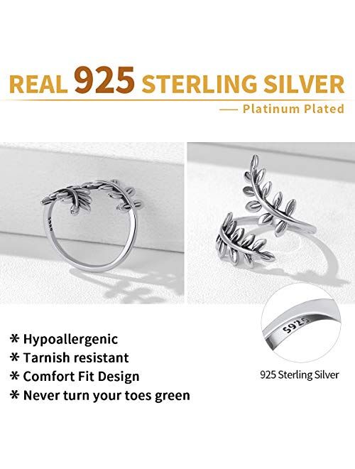 ChicSilver 925 Sterling Silver Toe Ring, Hypoallergenic Adjustable Band Ring