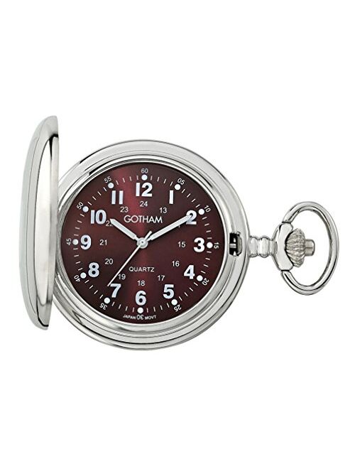 Gotham Men's Silver-Tone Polished Finish Covered Quartz Pocket Watch # GWC15042SM