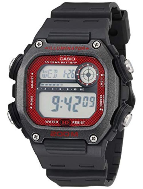 Casio 10 Year Battery Quartz Watch with Resin Strap, Black, 27.2 (Model: DW-291H-1BVCF)