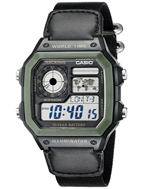 Casio Men's AE1200WHB-1BV Black Resin Watch with Ten-Year Battery