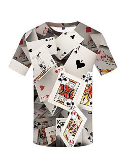 KYKU Unisex Poker Shirts Funny 3D Printed Graphics Casino Tshirt Deck of Card Shirt