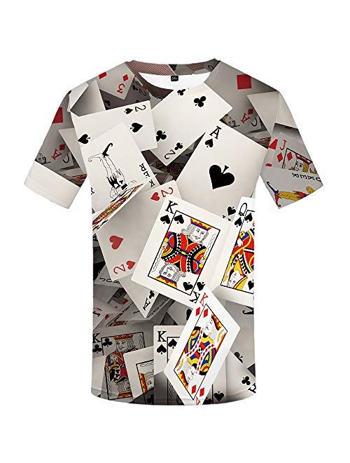 KYKU Unisex Poker Shirts Funny 3D Printed Graphics Casino Tshirt Deck of Card Shirt