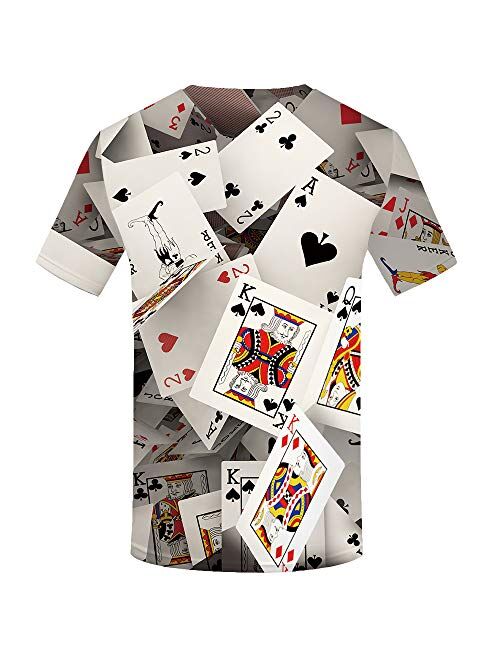 KYKU Unisex Poker Shirts Funny 3D Printed Graphics Casino Tshirt Deck of Card Shirt