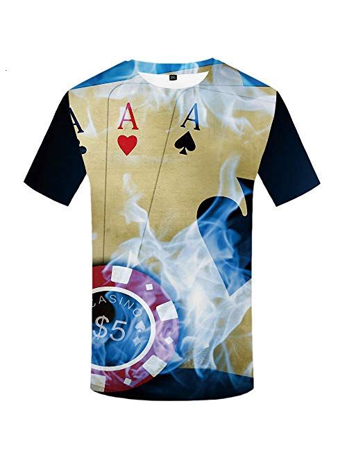 KYKU Unisex Poker Shirts Funny 3D Printed Graphics Casino Tshirt Deck of Card Shirt