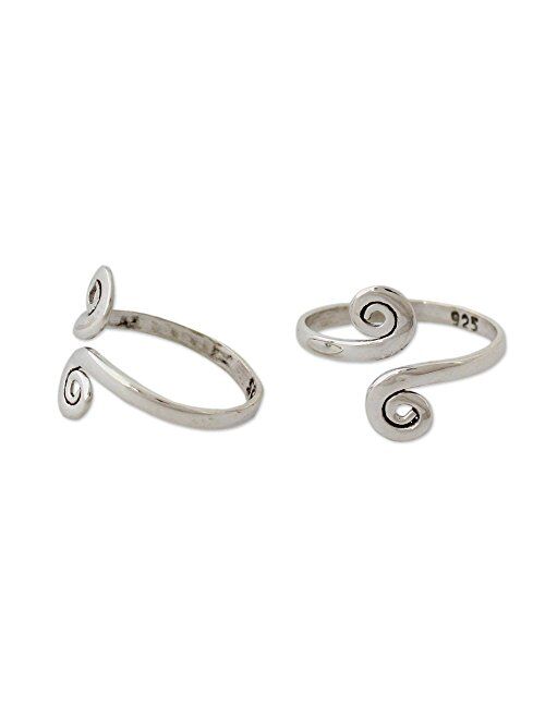 NOVICA Polished .925 Sterling Silver Spiral Adjustable Toe Rings 'Luminosity' (Pair, One Size)