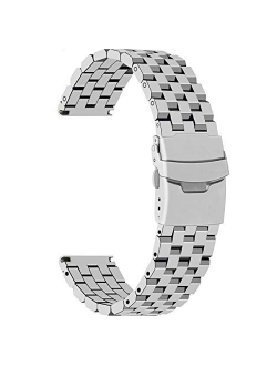 Juntan 18mm 20mm 22mm 24mm 26mm Brushed Stainless Steel Replacement Watch Band Metal Watch Strap Bracelet Deployment Double FlipLock Buckle Silver Black